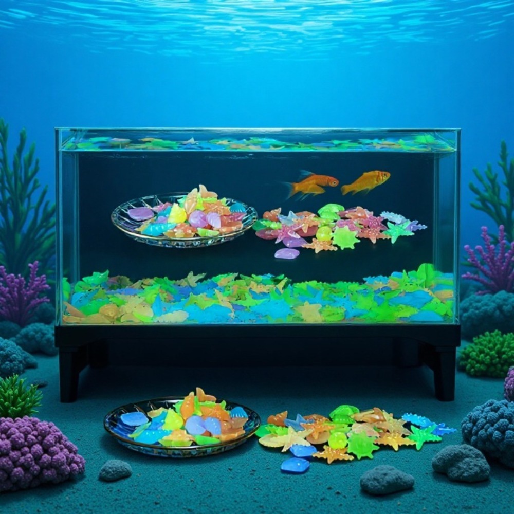 Aquarium Plant Display - หินเรืองแสงในทะเล เปลือกหอยเรืองแสง ปลาดาวหลากสีสัน สำหรับตกแต่งตู้ปลา ตกแต่งภูมิทัศน์ ให้แสงสว่างในตู้ปลา