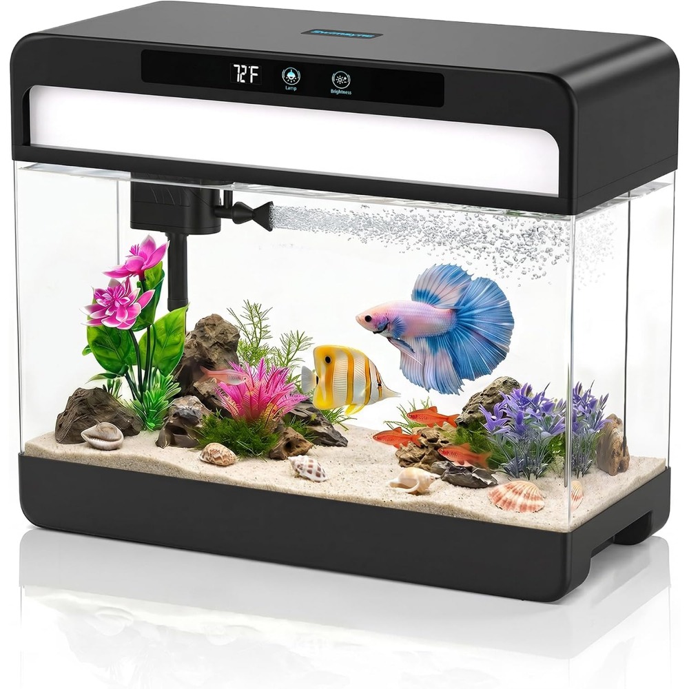 Planted Aquarium Starter Kit - ชุดเริ่มต้นตู้ปลา 3 แกลลอน - ตู้ปลาขนาดเล็กสำหรับปลาเบต้า, ระบบกรองเงียบ