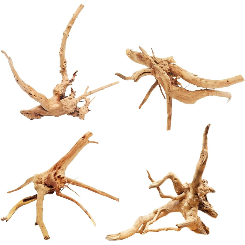 Aquarium Plant Root Tabs - ของตกแต่งตู้ปลาไม้ธรรมชาติ 4 ชิ้น ต้นไม้ตอไม้ ลำต้นไม้ ไม้ลอยน้ำ