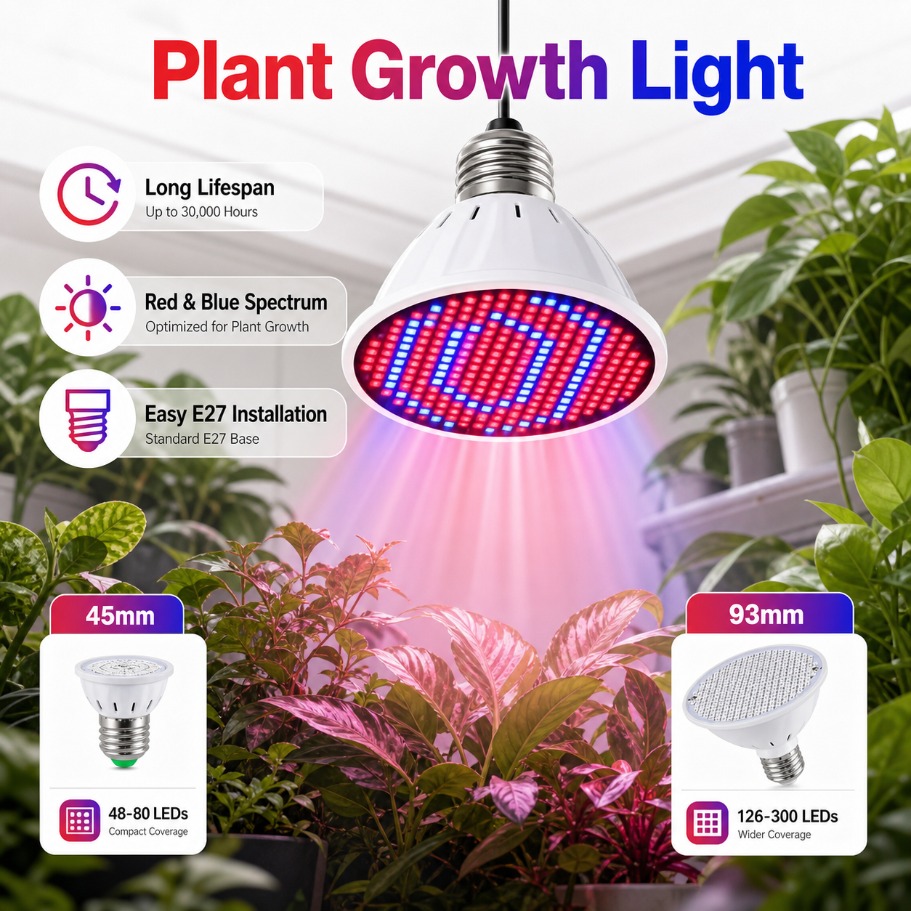 Aquarium Plant Root Tabs - หลอดไฟ LED E27 สเปกตรัมสีแดงน้ำเงิน สำหรับปลูกต้นไม้ในร่ม ใช้กับระบบไฮโดรโปนิกส์และเรือนกระจก