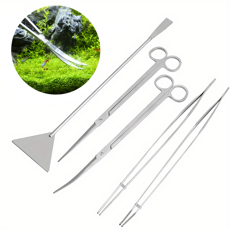 Planted Aquarium Maintenance Kit - ใหม่พืชน้ําตัดชุดเครื่องมือแหนบกรรไกรสแตนเลสคลิป Scraper สาหร่ายมีดถังปลา Aquascape ทําความสะอาด