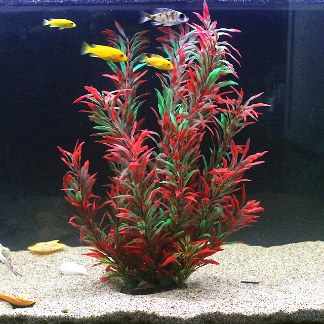 Aquarium Plant Display - 50 ซม.ถังปลาประดิษฐ์พืชหายากAquariumปลอมไม้ไผ่น้ําหญ้าพลาสติกสีม่วงสีเขียวหญ้าน้ําภูมิทัศน์Decor