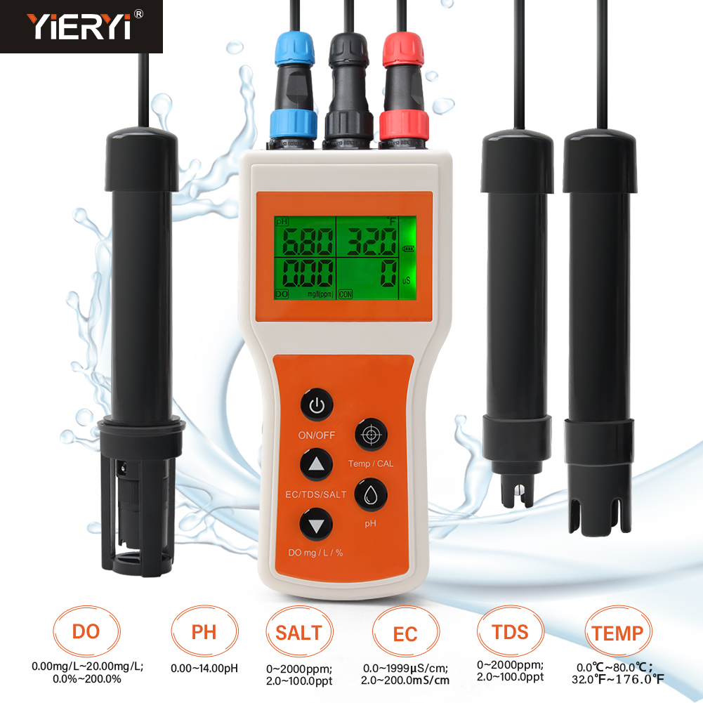 Planted Aquarium Test Kit - เครื่องวัดปริมาณออกซิเจนละลายอัจฉริยะ ph/do /tds/ec/temp/salinity Tester 6 in